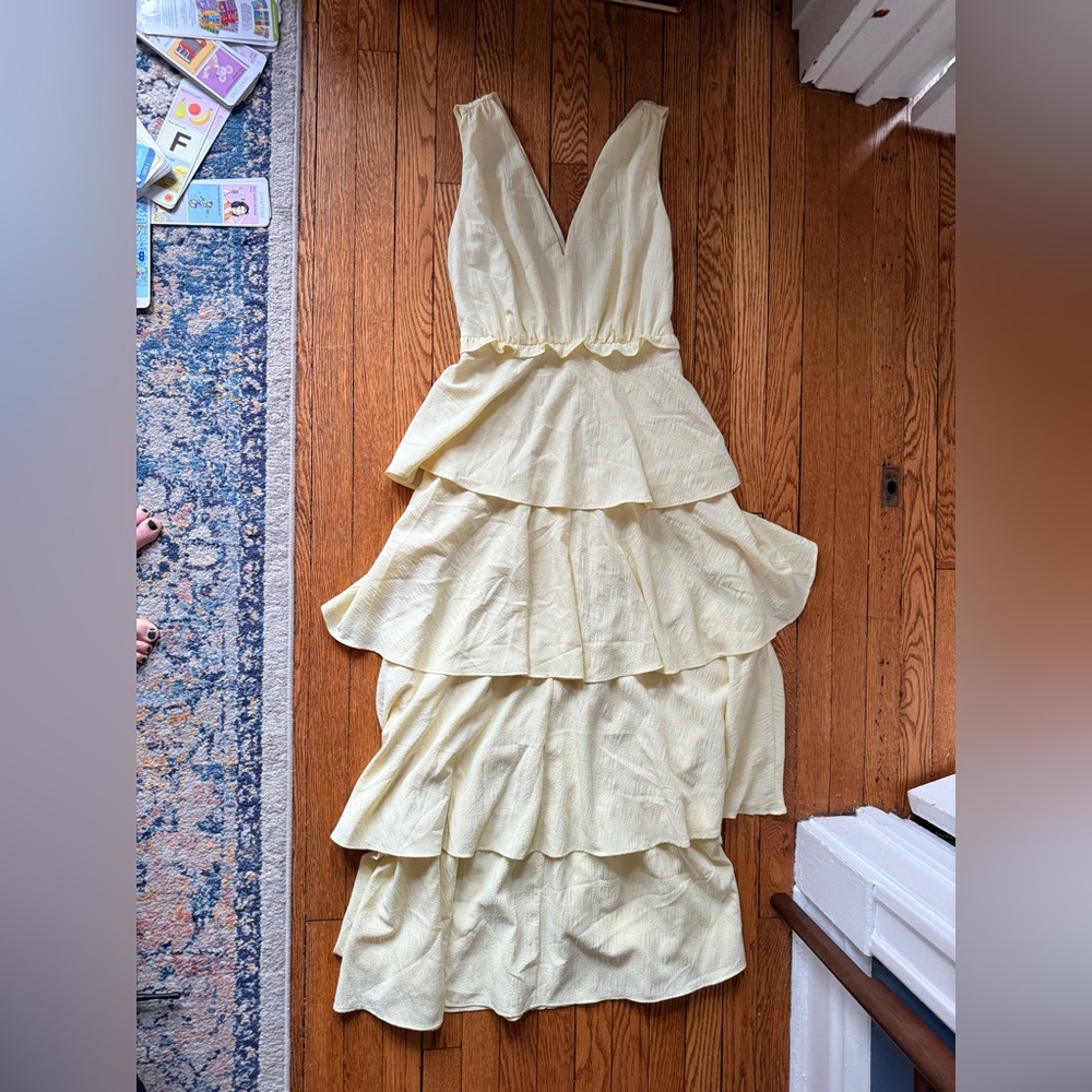 Chelsea28 Yellow Tiered Maxi Dress - Size Small